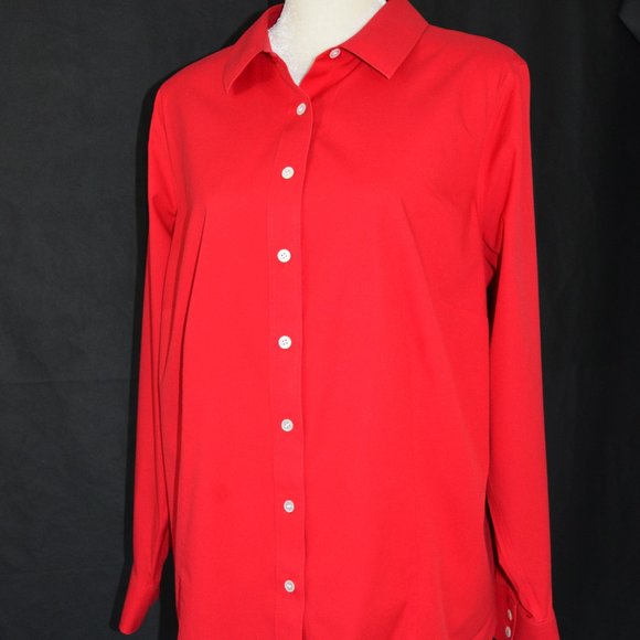 TALBOTS Non-Iron Red long sleeve Shirt Button down, Size 16W - Picture 1 of 9